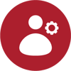 Person and gear icon representing custom site user setup
