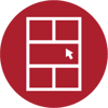 Grid layout icon with cursor representing an editable content template