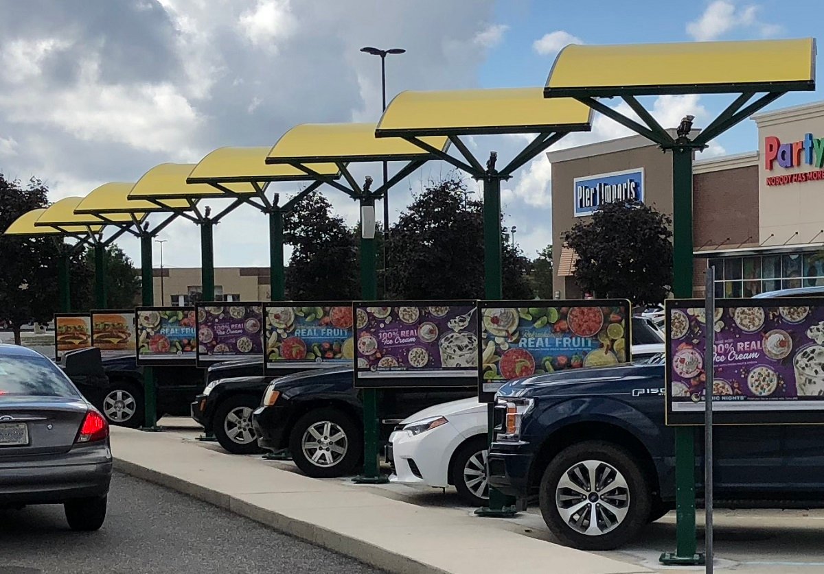 Sonic canopies built by The Howard Company to shield guests at the order point Sonic canopies built by The Howard Company to shield guests at the order point