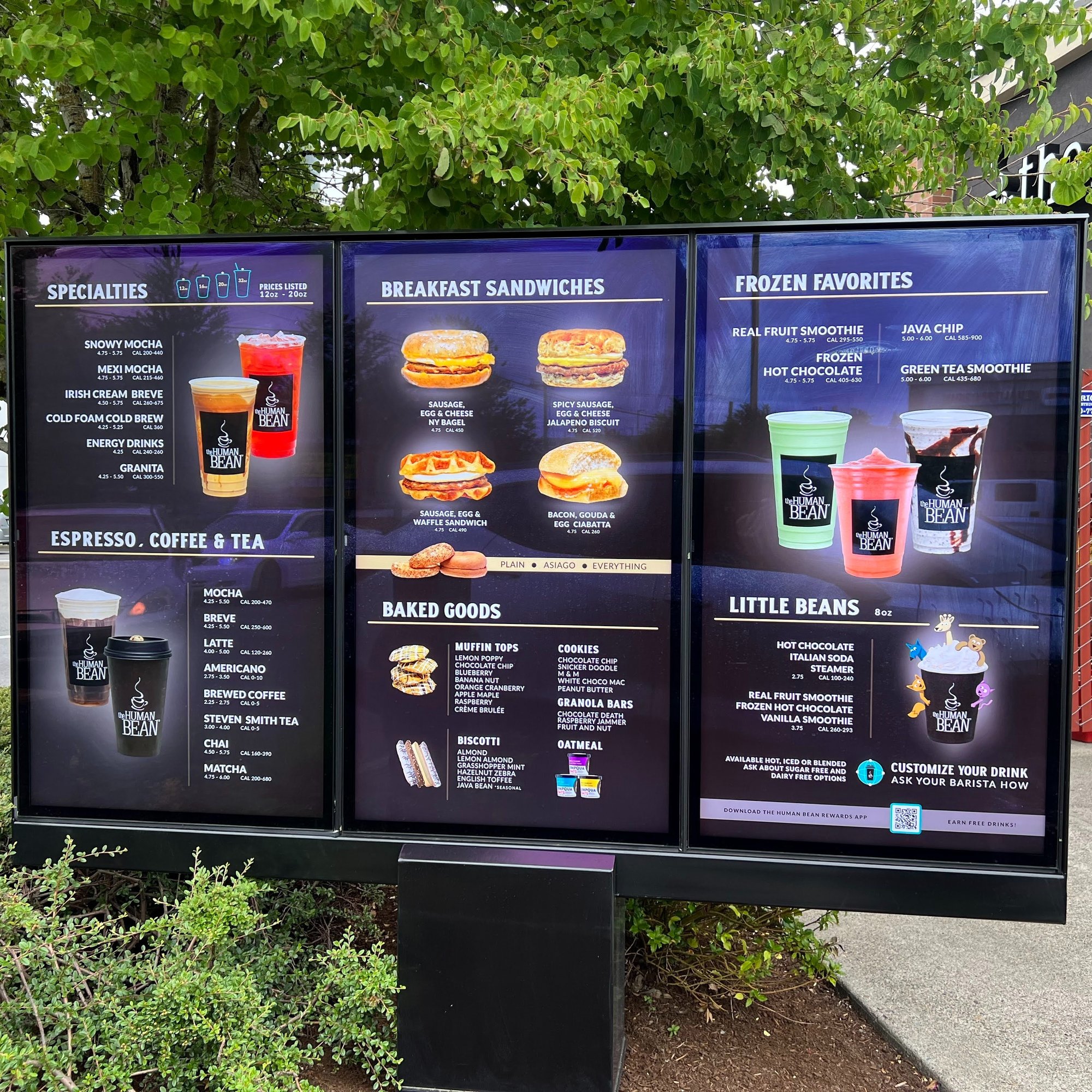The Howard Company Digital Drive-thru Menu Board with 3 Screens-Human Bean DT Flex The Howard Company Digital Drive-thru Menu Board with 3 Screens-Human Bean DT Flex