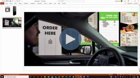 Order confirmation display showing a live drive-thru order total