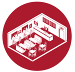 Icon of interior shelving representing indoor products