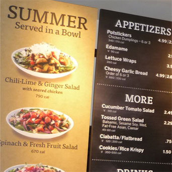 Noodles & Company menu boards