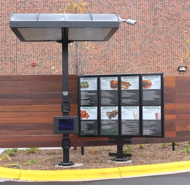 Osgoods Drive-Thru menu board and canopy